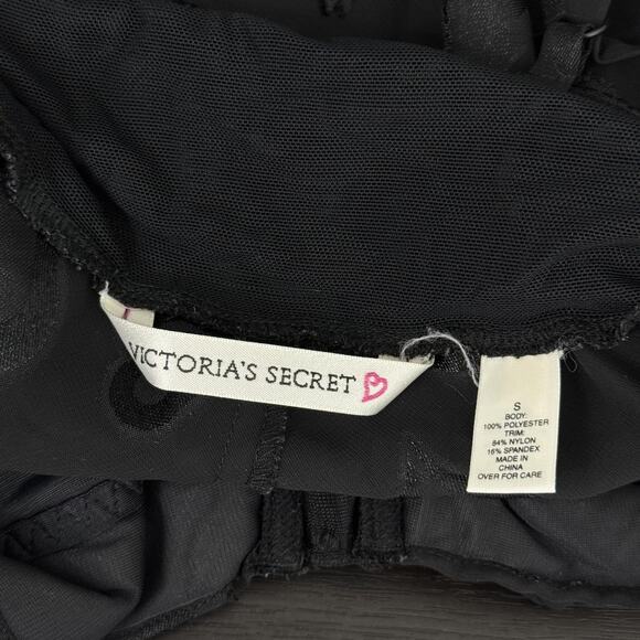 Victorias Secret Slip Dress Womens Small Sheer Heart Flocked Maxi Y2K Lingerie - Picture 3 of 12